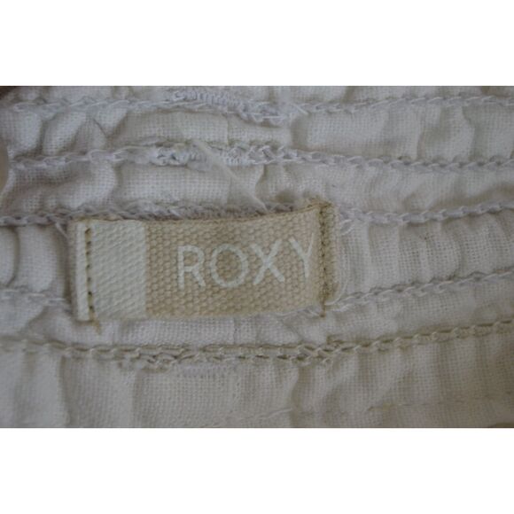Roxy Oceanside Women's Medium White Linen Blend Beach Pants - Picture 4 of 16